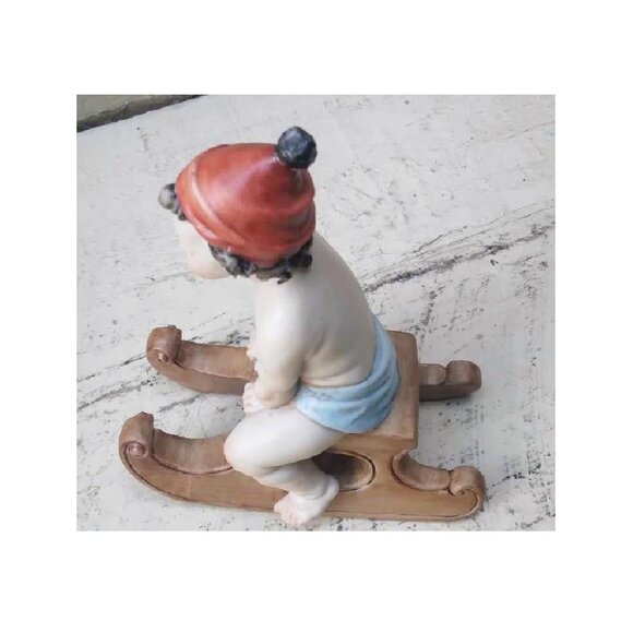 Vintage Capodimonte Porcelain Bisque Figurine Boy on Sledge by Tiche Tosca Italy - Picture 6 of 8